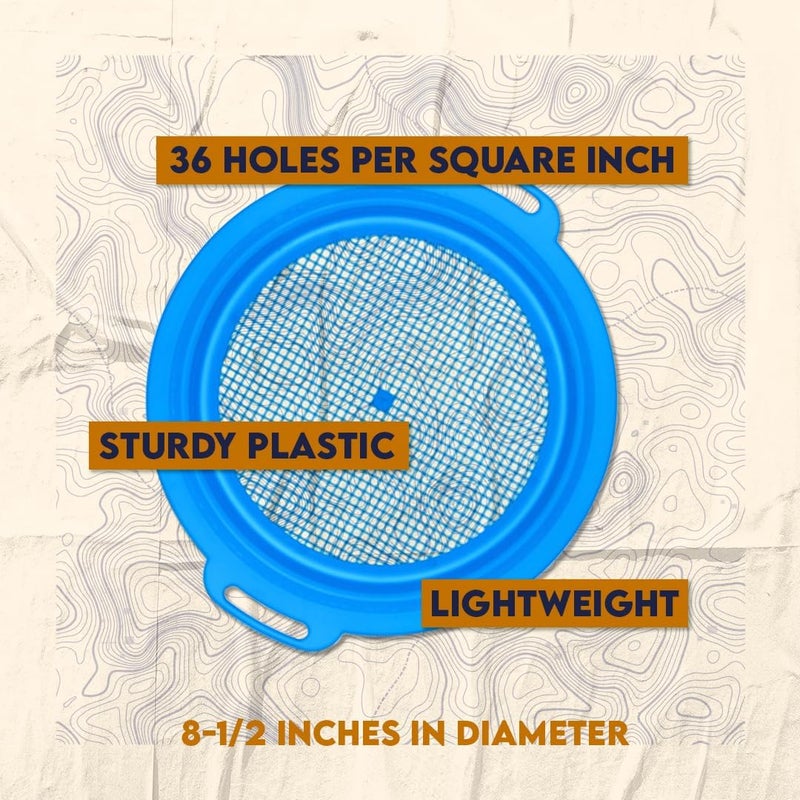 SE 6-Piece Set of 8.5" Plastic Sand Sifting Pans in a Mesh Bag, with 36 Holes Per Inch, in Red, Blue, and Green Colors - Image 5